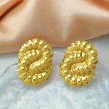 1 par de pendientes de aro con forma de gota simple, pendientes de tono dorado grueso con forma de gota de agua, pendientes en forma de U, pendientes de aro ovalados, joyas ligeras y elegantes para mujer, regalo perfecto para ella