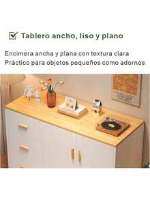 Mueble comedor 100x40cm con 4 cajones, ideal para espacios pequeños, diseño compacto y funcional, almacenamiento multiusos moderno - Blanco - Ver 3