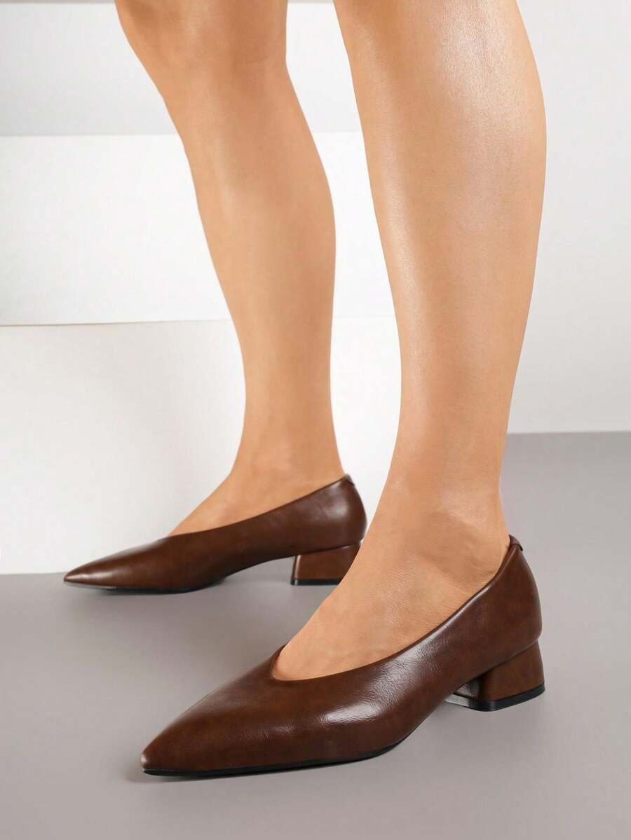 Escarpins à talon bas avec semelle intérieure - Taupe - Voir 1