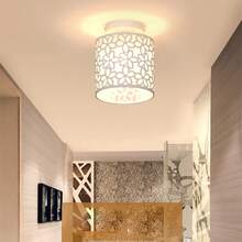 1 件铁制空心灯罩，圆柱形灯罩，带 5 瓣花卉镂空设计，E27 金属吸顶灯 - 彩色 - 查看 4