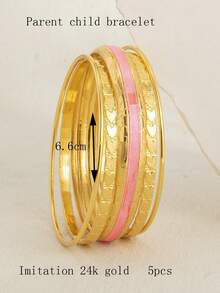 5 قطع مجموعة أساور بتصميم فريد من الشريط والقلب للبنات