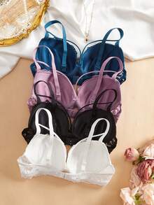 4 Áo ngực ren thời trang thiết thực hỗ trợ nâng đỡ ngực giúp ngăn ngừa chảy xệ và giảm tình trạng phẳng của giày bệt, thoải mái với dây thép hỗ trợ, gợi cảm và hấp dẫn, đồ lót thiết yếu cho sử dụng hàng ngày - Nhiều màu - Xem 3