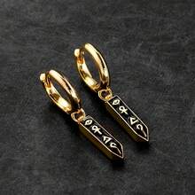 1 Pair Of Evil Eye Stainless Steel 18K Gold Plated Men's Earrings With Protection Charm Amulet - Stylish And Bold Design, Durable Hypoallergenic Jewelry, Suitable For Casual And Formal Occasions, Unique Men's Creative Gift Accessories - 金色 - 查看 4