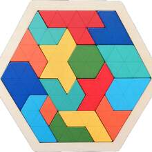 1set 3d Hexagonal Wooden Jigsaw Puzzle For Kids' Educational Toy, Brain Iq Test Game Montessori Toy Gift,Jenga,Wood Game,Toys>Brain Game - Multicolor - View 17