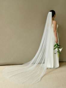 1 pièce Voile de mariée pur et transparent, longueur cheville, minimaliste et élégant - riz - Voir 15