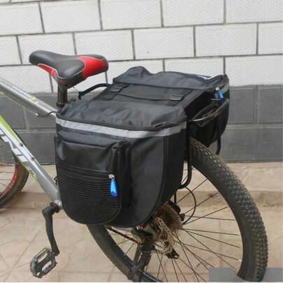 Bicycle Rear Seat Bag 25L Large Capacity Outdoor Luggage Carrier Bags Cycling MTB Road Bike Trunk Double Pannier Bag//// ﻿Saddle Bags For Bicycle,Bike Rear Carrier Bag With Reflective Trim,Bike Panniers With Adjustable Hooks,Waterproof Mountain Road Bike Rack Rear Seat Tail Carrier Trunk Double Pannier Bag
