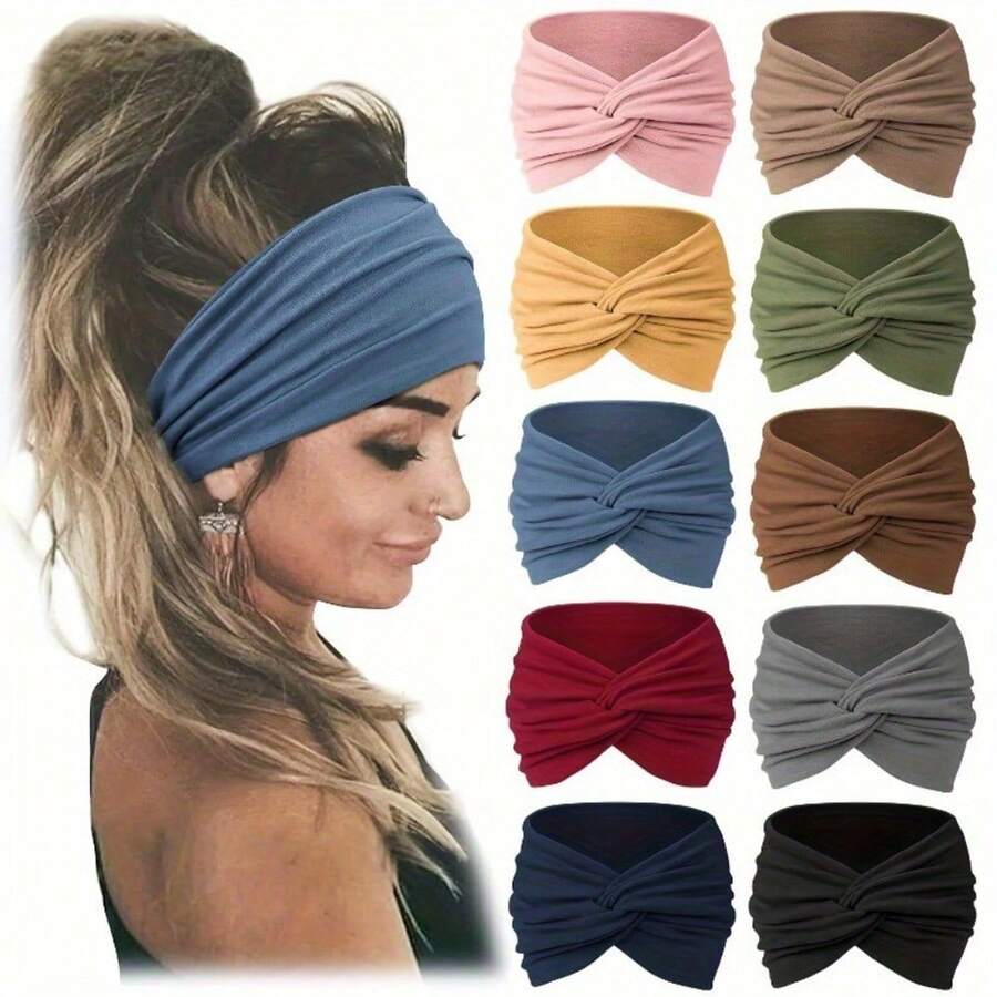 Bohemian Sports Headband, Ladies Wide Yoga Elastic Headband, Running Band, Sports Hair Accessories Headgear - 粉色 - 查看 1