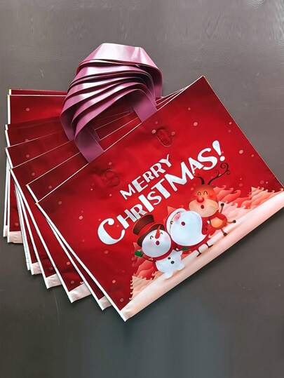 10 pezzi Confezioni regalo natalizie, borse a mano, confezioni in plastica, shopping, souvenir natalizi per la vigilia di Natale, borse regalo natalizie in plastica rossa - Borse shopping natalizie durevoli, adatte per regali, shopping e omaggi per feste. Borse shopping e per feste multifunzionali e alla moda per regali natalizi, artigianato e celebrazioni, borse regalo in plastica riutilizzabili, perfette per Natale, Capodanno, San Valentino, Pasqua e altre occasioni festive.