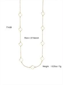 1 Piece Gold Four Leaf Clover Necklace Clover Pendant Station Necklaces For Women 18K Gold Plated Stainless Steel Lucky Leaf Jewelry,For Everyday And Party Accessories