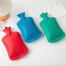 1pc橡胶注水热水袋防爆热水袋内衬冬季安全防烫毛绒保暖工具冬季热水袋注水暖手宝安全防烫怀旧暖水袋 - 彩色 - 查看 1