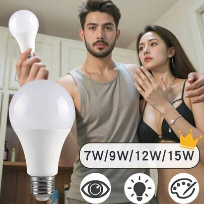 2/4/6/8个 E27 110-220V LED室内照明灯泡，高亮度低能耗，适用于客厅和家庭，7W 9W 12W 15W LED灯泡