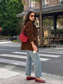 Women's Long Sleeve Casual Elegant Blazer Jacket, Suitable For Vacation, Commuting, And Autumn/Winter Wear - Brown - View 7