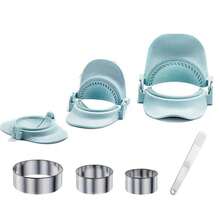 7件套饺子压模器,3种尺寸饺子压模器,带面团切割器和馅料勺,饺子模具,可制作饺子、馅饼、馄饨和派,饺子压模器,厨房小工具,食品加工工具,多尺寸模具,设计紧凑,结构坚固,高品质压模器,派压模器,脚部死皮去除器,馅饼封口器,馅饼成型器 - 彩色 - 查看 4