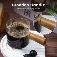 Espresso Shot Glass With Wooden Handle, 2 Packs V - Shaped Double Spout Espresso Measuring Cup, Espresso Accessories Coffee Bar Essentials Precise 75 Ml Coffee Measuring Cup - 透明度 - 查看 7