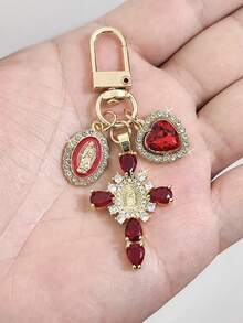 1 pieza Elegante llavero y anillo de llaves con forma de corazón de metal con circonita, regalo perfecto para amigos, maestros, novias, esposas, madres