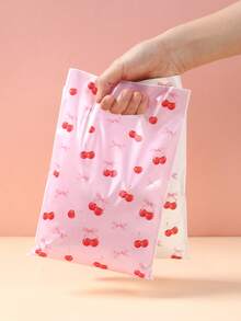 10/25/50 piezas Bolsas de regalo con estampado de lazo de cereza, bolsas de embalaje de regalo, bolsas de tela, bolsas de regalo con patrones diferentes en el frente y la parte trasera, bolsas de almacenamiento, bolsas de fiesta de color rosa con lazo, decoraciones de cumpleaños rosa, suministros de boda, obsequios para despedida de soltera, decoraciones para baby shower, suministros para fiesta de revelación de género, decoraciones de cumpleaños con lazo, decoraciones con lazo rosa, suministros para fiestas festivas - Multicolor - Ver 3