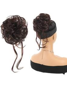 合成凌乱发髻发片卷发发髻接发带弹性接发发圈凌乱适合女性日常穿着和聚会 - 彩色 - 查看 16