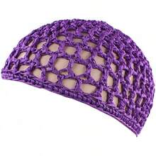 Women Soft Rayon Snood Hat Hair Net Crocheted Hair Net Mix Colorshalloween - 庫法紫色-2件 - 查看 1