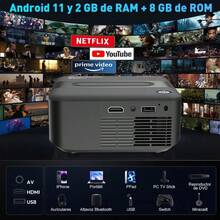 Proyector pequeño, proyector LED profesional, proyector Android 4K, miniproyector, 1920x1080, Wi-Fi de doble banda de 2,4/5/6 GHz, Android 11, 14 000 lúmenes, función de corrección automática de distorsión trapezoidal giroscópica, compatible con rotación de imagen de 360°, reducción de ruido avanzada, altavoces estéreo integrados para un sonido de alta calidad, varios puertos, enfoque manual, compatible con varios idiomas, tecnología de protección ocular.