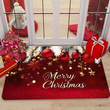 1/2/3pcs Christmas Kitchen Mat, Kitchen Entrance Rug, Upgraded Polyester Floor Mat, Holiday Season Pattern Printed Floor Mat, Bedside Rug, Non-Slip Laundry Room Floor Mat, Machine Washable Absorbent Door Mat, Suitable For Living Room And Laundry Room