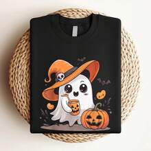 Women T-Shirt Print Cute Ghost Drinking Ice Coffee Halloween Womens Costume T-Shirt Female Designer Clothes Breathable Versatile Graphic T-Shirt For Women Casual Stylish Soft Women Top Graphic Tees Comfortable Stretched Summer Unisex Slightly Streetwear