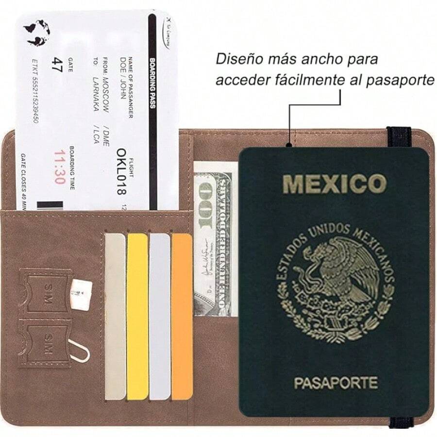 Lumbor37 Cartera para Pasaporte RFID Tarjeta de Visita Bolsa Billetera Caja para Hombres y Mujeres Almacenamiento de Documentos de Viaje 2 Pack (Ca-Azul+Negro) - Aa-Café - Ver 1