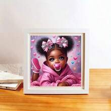1 套 5D 令人惊叹的黑皮肤女孩钻石画套件 - 人类主题马赛克钻石艺术，DIY 钻石画十字绣，生日和朋友惊喜艺术礼物，适用于客厅、卧室、办公室、墙壁装饰，无框