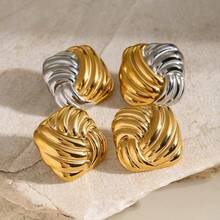 S SHOPBOHO 1 par chique joias cotidianas aço inoxidável retângulo declaração grandes brincos ouro - Geometria - Ver 10