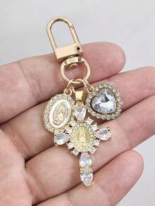 1 pieza Elegante llavero y anillo de llaves con forma de corazón de metal con circonita, regalo perfecto para amigos, maestros, novias, esposas, madres