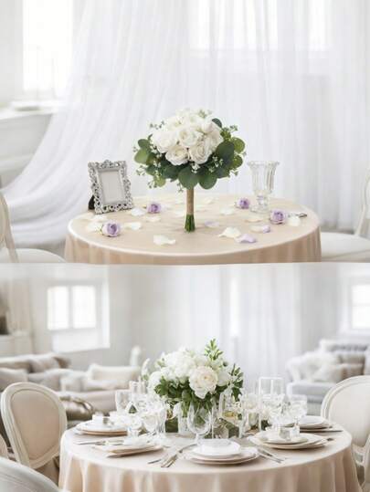 Artificial White Rose Bridal Bouquet, Bridesmaid Bouquet, New Style Forest-Themed Bride Bouquet For Wedding