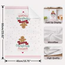 MEMNUN 2 件圣诞姜饼人印花粉色厨房巾，15.75 * 23.62 英寸（40 * 60 厘米）超柔软吸水超细纤维洗碗巾、手巾、洗碗布、圣诞装饰、家居装饰、厨房装饰、烹饪烘焙茶巾、清洁用品，适用于餐厅、厨房、圣诞节装饰和礼物 - 彩色 - 查看 4