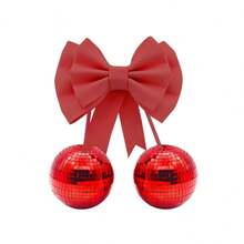 1PC/Bows And Cherries Disco Ball Decoration, Suitable For Parties And Home Decoration. The Bow Gifts Can Be Hung On The Wall. The Cute Disco Balls Are Amazing Decorations. - Multicolor - View 6