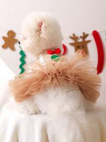 1pc Pet Clothes, Cute Gingerbread Pom Pom Dress For Small Dogs & Cats, Warm & Comfortable For Autumn/Winter