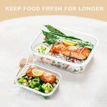 1050ml Glass Lunch Box, Microwave Bento Box, Food Storage Container, Student Food Compartment Box - Multicolor - View 5
