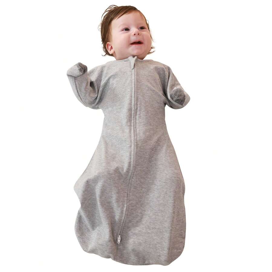 1pc Shark Fin Transition Swaddle, Baby Sleeping Bag, Soft Baby Sleeping Bag With Dual-Zipper, Suitable As Newborn Gift - Gray - Grey - View 1