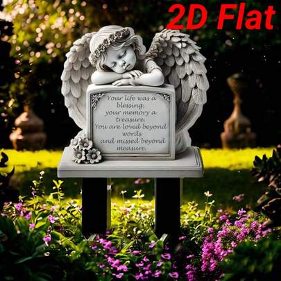 1 pieza Placa conmemorativa clásica de ángel, acrílico para jardín, montada en el suelo, decoración exterior resistente a la intemperie, recuerdo de Pascua, decoración de Cuaresma, sin necesidad de electricidad