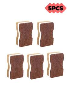 Brown Seaweed Shaped Dishwashing Sponge, 3-Layer Double-Sided Multi-Functional Magic Sponge Scrubber, Heavy Duty Kitchen Cleaning Sponge, High Density Colored Sponge Cloth, Suitable For Kitchenware, Tableware, Kitchen, Vent Hood Cleaning, Christmas - Brown - View 10