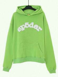 SP5DER Printed Loose Men's Hoodie - màu xanh lá - Xem 1