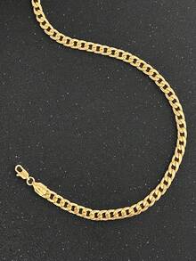 6mm 18K Gold Plated Men's Hip-Hop Necklace, Gift And Party Jewelry Set, Men's Fashion Stainless Steel Chain Necklace, Daily Ornamental Punk Hip-Hop Style Cowboy Wide Chain And Four-Sided Steel Style Street Men's Necklace