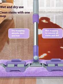 Extra Large 14" Professional Dust Mop Floor Cleaning System, Flat Mop Set With 1 Reusable Washable Pads - Microfiber Mops For Hardwood, Laminate, Tile Cleaning, Stainless Steel Handle, Suitable For Cleaning Bedroom, Kitchen, Living Room And Walls - Multicolor - View 9