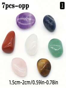 7pcs Chakra Stones Set - Natural Rough Gemstones For Aquariums, Home & Garden Decor - Multicolor - View 9