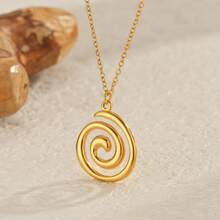 Y2K 螺旋涡旋不锈钢吊坠项链 男女款 复古手工编织皮绳链项链 垃圾摇滚风格珠宝配饰 - 彩色 - 查看 3