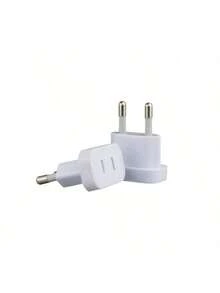 2pcs American To European Plug Adapter, US To EU Power Adapter, Travel Converter For Germany, Korea - White - View 12