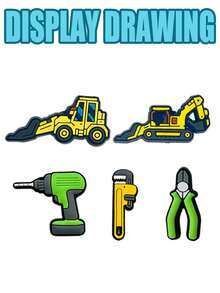 25 PCS Engineering Theme Series Shoe Charm Decorations, PVC Shoe Hangers - Colorful Shoe Accessories, Featuring Engineering Elements Such As Excavators, Wrenches, Safety Helmets, Etc., With An Industrial Style Decoration. Suitable For Shoes And Beach Bag Accessories As Party, Birthday Gifts.