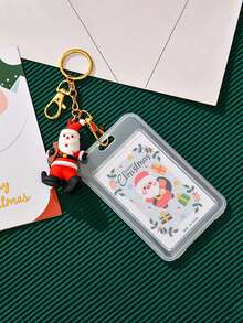 1 Stück transparenter Kartenhalter mit kreativem ID-Schutzgehäuse, inklusive Weihnachtsanhänger Schlüsselanhänger, ein stilvoller Kartenhalter, geeignet für Studenten, Krankenschwestern und Lehrer zum Aufbewahren von Arbeits-ID und Essenskarten, ein Weihnachtsgeschenk für Freunde.