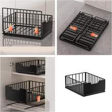 Telescopic Drawer, Extendable Drawer, Kitchen Cabinet Organizer, Kitchen Drawers With Na-No Adhesive Film And Screws, Spice Rack, Drawer Pull-Out For Kitchen Cabinets, Pull-Out Organizer, 25W X 40D X 18H Cm - 黑色 - 查看 8