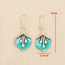 New Oil Drop Flower Earrings Korean  Imitation Pearl Tassel Long Earrings For Women Accessories - Màu xanh lam - Xem 4