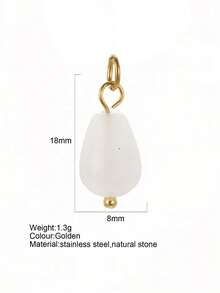 1pc Vintage Elegant Stainless Steel Natural Stone Geometric Pendant, DIY Necklace Bracelet Earring Keychain, Suitable For Christmas Gift & Daily Wear