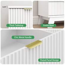 Fluted 6 Drawers Dresser For Bedroom, 46" Tall Modern Chest Of Drawers With Metal Handle, Curved Profile Design,Natural Wood Drawer Organizer For Bedroom, Living Room, Hallway, Entryway - 白色 - 查看 6