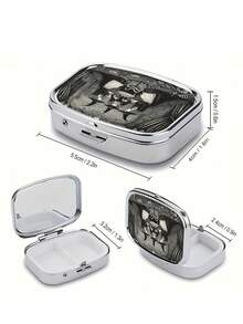 Hộp đựng thuốc 2 ngăn xách tay, hộp đựng vitamin bằng kim loại trang trí, quà tặng Halloween (hình phù thủy, bí ngô, mèo) - Nhiều màu - Xem 6